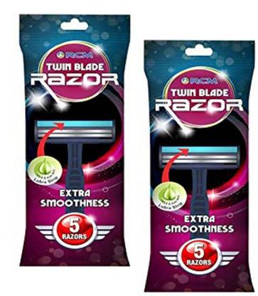 RCM Twin Blade Razor for Extra Smoothness - 5 Razors (Pack of 2), Men