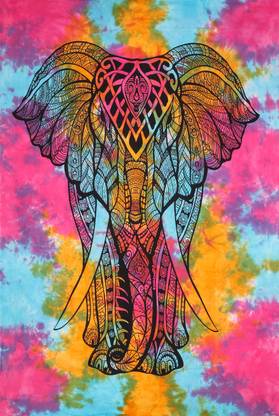 Pinkdesh Colorful Elephant Tapestry Wall Hanging Psychedelic Stand Elephant Wall Tapestry Bohemian Mandela Hippie Tapestry for Bedroom Living Room Dorm- 79 X 53 Inches Elephant Tapestry