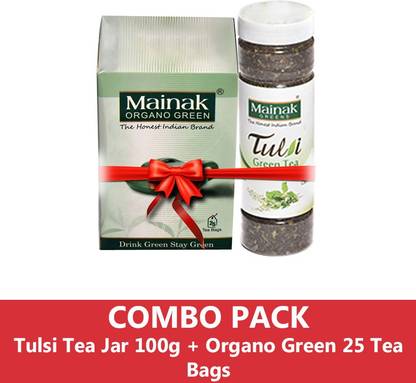 Mainak Tulsi Tea 100g + Unflavoured Green Tea Bags Plastic Bottle