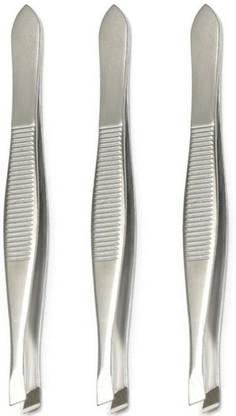 nik city store Steel Tweezer Best Eyebrow Plucker or Eye Plucker plucking face hair Slant Tip Puller | eyebrow chimti | pack of 3