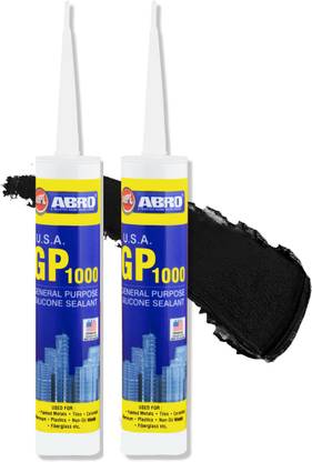 ABRO GP-1000 Black General Purpose Silicone Sealant Water Resistant Surface Adhesive for Glass, Wood, Metal & Tiles (2Pcs) Adhesive