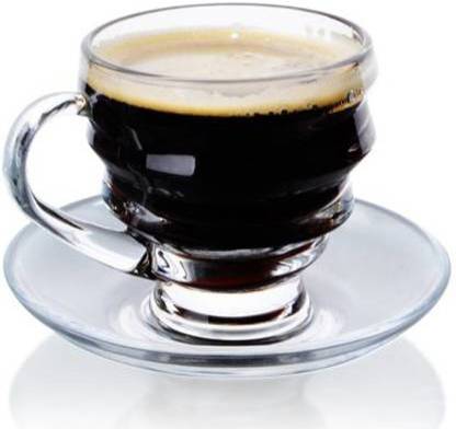 GLAMOROUS Pack of 12 Glass STYLISH ZIGZAG 6 CUP AND 6 SAUCER