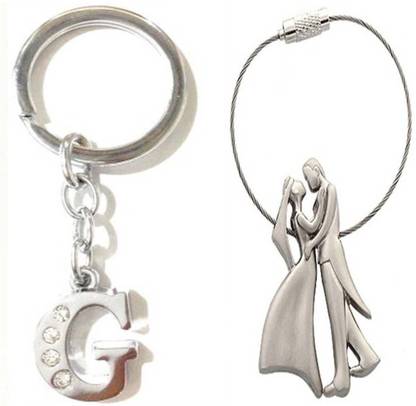 Rashi Traders Alphabet G Letter & Tar Locking Couple Key Chain