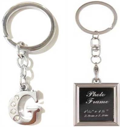 Rashi Traders Alphabet G Letter & Square Shape Photo Frame Key Chain