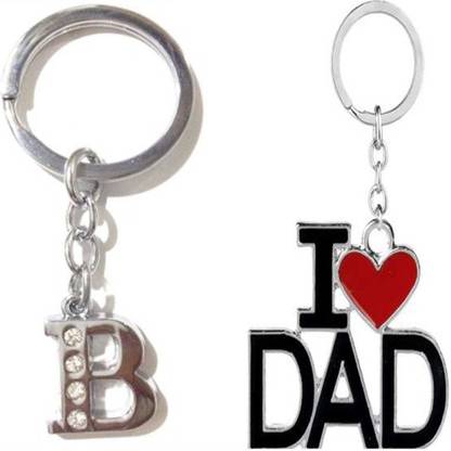Rashi Traders Alphabet B Letter & I Love Dad Key Chain