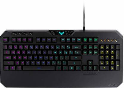 ASUS TUF Gaming K5 RGB Keyboard with Tactile Mech-Brane Key switches, Specialized Coating for Extended Durability, Spill-Resistance and Aura Sync Lighting Wired USB Laptop-size Gaming Keyboard Compatible with Desktop, Laptop, Mac
