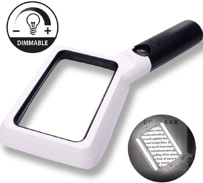 shoppertize 2X 20X COB Multifunction Portable Reading Magnifier Lights & LED Flashlight Non-Slip Handle, COB Rectangular Handheld Magnifier 2X, 20X Reading Magnifying Glass