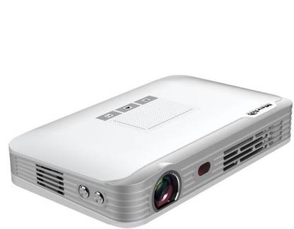 MERLIN 2000 Lumens 3D Pocket RGB LED Beam Projector with 150-inch Projection Area 7800mAh Rechargeable Battery, Auto Keystone Correction, Built-in Bluetooth and USB 3.0 (White) 2000 lm DLP Corded & Cordless Portable Projector
