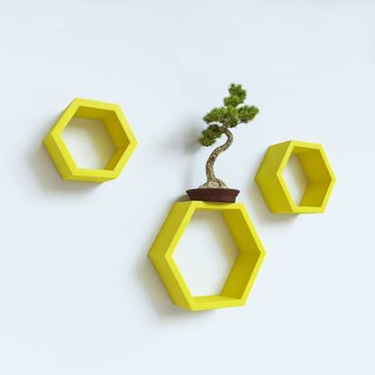 INDIAN DECOR SZY HEXAGON DESIGN SHAPE RACK SHELF FOR WALL AND FOR YOUR NEED Engineered Wood Display Unit
