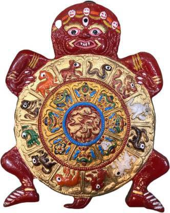 RED DRAGON Red Mahakal Nazar Battu / Nazar Kawack / Kaal Chakra for Home / Office Decorative Showpiece  -  2 cm