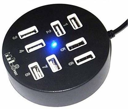 spincart 8 Port USB 2.0 HUB, High Speed Data Transfer with Control Switch and 1.2 m Long Cable for PC Desktop Laptop 8 Port USB HUB USB Hub