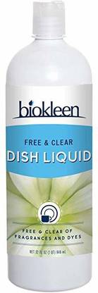 biokleen Natural Dish Liquid, Free & Clear, 32 Ounces Dishwashing Detergent