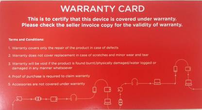 Flipkart Warranty Card 5.11  x  7 cm
