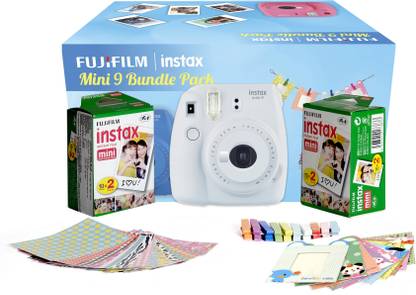 FUJIFILM Instax Mini 9 Bundle Pack (Smoky White) with 40 Film shot Instant Camera