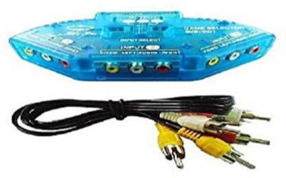 DV solutions 3RCA Switcher, 3-Way Audio Video RCA Composite AV Video Game Selector Switch Box RCA Splitter+Cable Media Streaming Device