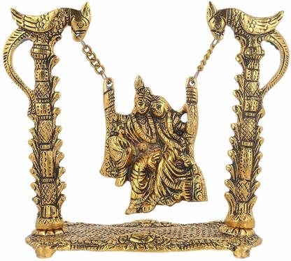 KridayKraft Spiritual of Love Metal Radha-Krishna Jhula Idol for Gift & Home Decore (Golden)Spiritual of Love Metal Radha-Krishna Jhula Idol for Gift & Home Decore (Golden) Decorative Showpiece  -  17 cm