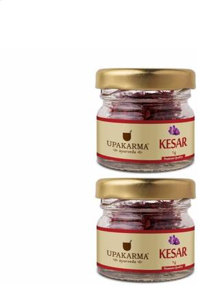 UPAKARMA Certified Natural, Pure and Organic Finest A++ Grade Saffron /Kashmiri kesar 1 Gram (pack of 2)