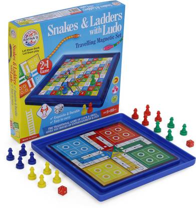 Ratnas Snakes & Ladders with Ludo (1202) Travelling Magnetic Set Party & Fun Board Game