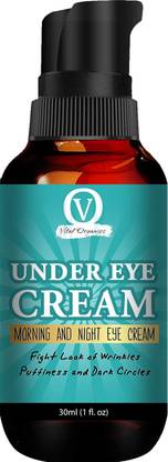 Vital Organics Under Eye Cream for Dark Circles, Wrinkles & Puffy Eyes Made With Natural Coffee Oil, Cocoa Butter, Vitamin B3 And Vitamin E