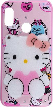 Lejaao Book Cover for Vivo Y15 Makeup Mirror Hello Kitty Stone Work Case Cover