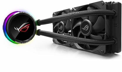ASUS ROG RYUO 240 RGB AIO Liquid CPU Cooler 240mm Radiator Dual 120mm 4-Pin PWM Fan with OLED Panel & Fan Control 1.77" Fan with Heat Sinks & Pipes All in one Cooler