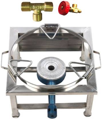Engarc Indian Circle Chulha/ Bhatti (Commercial/ Industrial Purpose) Gas Stove Single Burner Size (10''X10'') Stainless Steel Manual Gas Stove