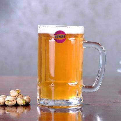 अफास्ट Stylish Transparent Beer Mug With Handle, Glass, Clear, 400ml-PL09 ग्लास