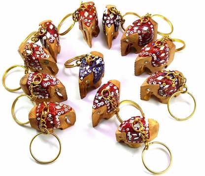 Skywalk Wooden Elephant Keychains- Set of 12 Key Chain