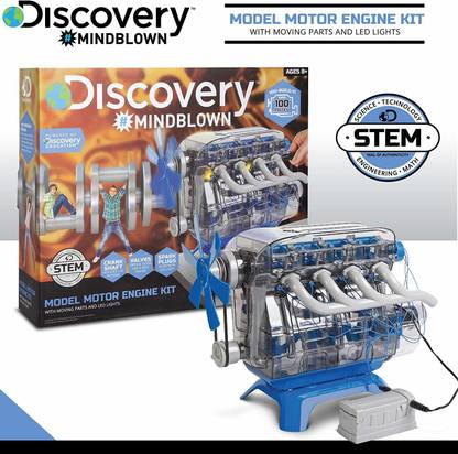 Discovery Mindblown Model Motor Engine Kit - Moving Parts and LED Lights