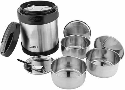 MILTON Royal 3 Insulated Steel Tiffin Box, 1.8 l,Steelplain 3 Containers Lunch Box