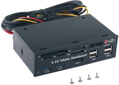 microware Multifunctional Media Panel 5.25 Computer Front Dashboard with eSATA USB 2.0 USB 3.0 Microphone Headphone Audio Ports and Integrated Card Reader SD MMC CF MS TF M2 Media Streaming Device