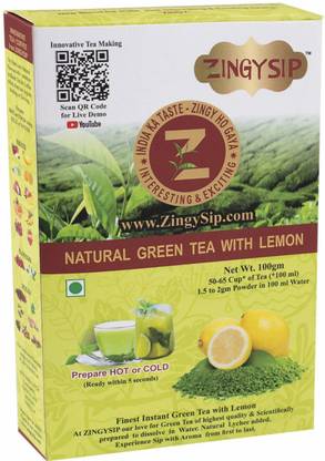 ZINGYSIP Lemon Green Tea Flavour for Weight Loss,(50-65cups) Lemon Green Tea Box