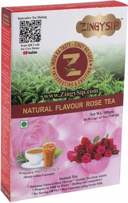 ZINGYSIP Instant Rose Tea Powder,(50-65cups) Rose Instant Tea Box