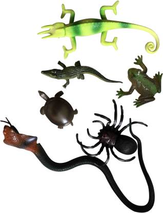 VK MART Snake crochrodial Frog Lizard turtles spider Animals Toy figures for Kids (pack of 6)
