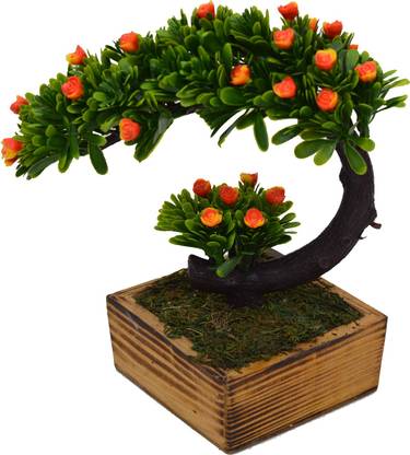 fancymart Bend Artificial Bonsai Bonsai Wild Artificial Plant  with Pot