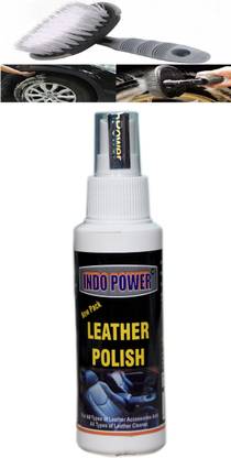 INDOPOWER TOP696-Leather polish 100ml.+All Tyre Cleaning Brush Car Washing Liquid