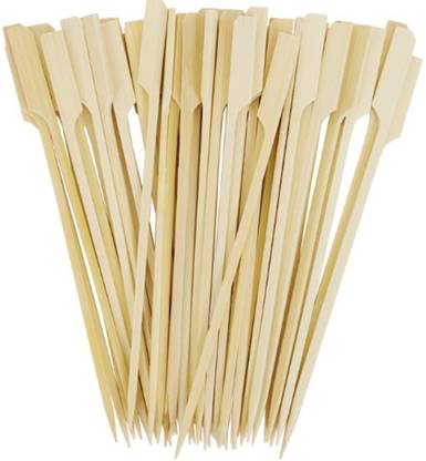 HAVME Bamboo Gun shaped Skewers/Barbeque Skewer/BBQ Sticks for Oven, Microwave and Pan 15.3 cm - (6 Inch, 100 Pcs) Disposable Bamboo Roast Fork, Salad Fork Set