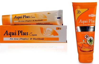 HAPDCO Pack of 1 Aqui Plus Cream+2 Aqui Plus Face Wash (3 Items in the set)