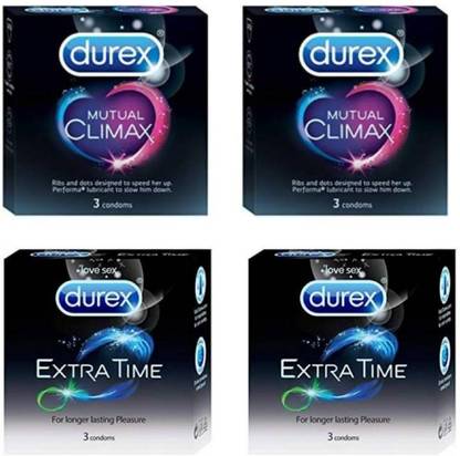 DUREX Mutual climax 3's+Extra Thin 3's x2 (12 condoms) Passion Raja value combo Condom