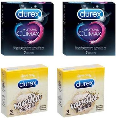DUREX Mutual climax 3's+Vanilla 3's x2 (12 condoms) Passion Raja value combo Condom