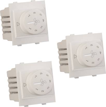 vergin 1111-1 Socket Type 7 Step Modular Fan Regulators (pack of 3) Step-Type Button Regulator