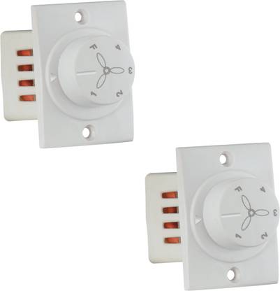 vergin 1114-1 Socket Type 5 Step Non Modular Fan Regulators (pack of 2) Step-Type Button Regulator