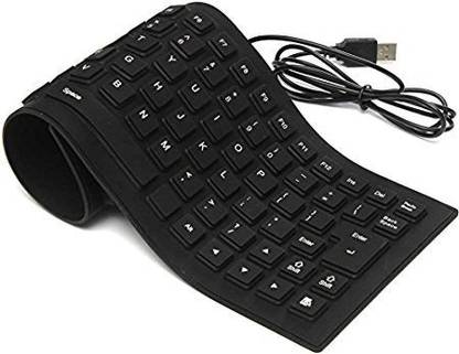 SellZone Portable Flexible Silicone Foldable Waterproof Wired USB Keyboard (Black) Wired USB Standard Laptop Keyboard Compatible with Desktop, Laptop, Mac