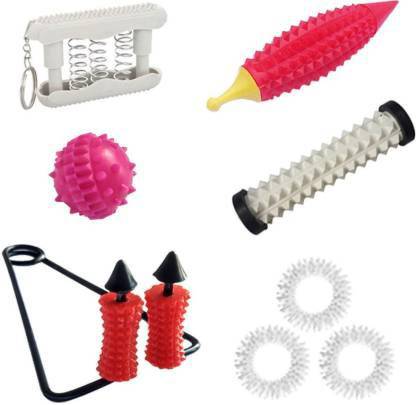 Acufit ACU084 Acupressure Massager Tools Combo Kit with Multipurpose Roller + Karela Massager (Pyramidal cuts) + Finger Massager (Pointed) Acupressure Tool Kit Massager