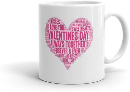 RIDDHI HANDICRAFT Quote Kie I Love You weetHeart Valentine Day Multicolour Printed Special & Beautiful Valentine Gift Coffee And Tea 157 Ceramic Coffee Mug