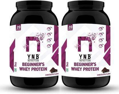YNB Nutrition Beginner's Whey Protein Chocolate 1kg(2.2lbs)[Pack Of 2] 25.4g Protein, 5.54g BCAA Whey Protein