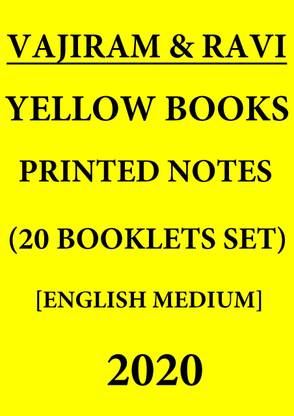 VAJIRAM & RAVI PRE- CUM - MAINS Printed Material Notes - YELLOW BOOKS - 2020 [ Set Of 20 Booklets ] - 2020