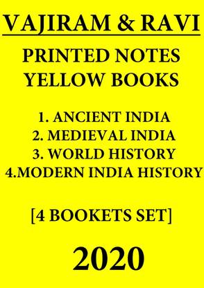 Vajiram & Ravi Yellow Books - 2020 Printed Notes - 4 Booklets Set - [1. Ancient, 2. Medieval, 3. Modern, 4. World History] - 2020