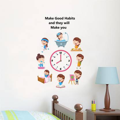 Decal O Decal 100 cm Make Good Habbit And They Will Make You For Nursery School Kids Wall Stickers (PVC Vinyl,Multicolour) Self Adhesive Sticker