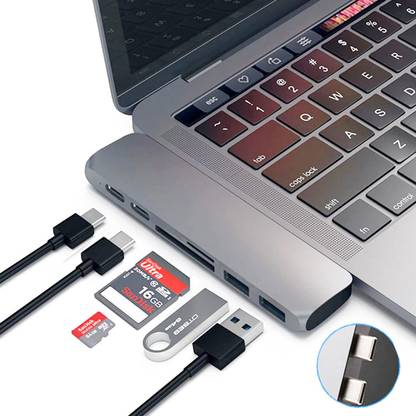 Kapa USB C 6-IN-1 Adapter HUB Type-C to Thunderbolt 3 100W PD, 2X USB 3.0 Ports, SD/TF and Type C Data Port for MacBook Pro, Air 2018 AT21312 Laptop Accessory, USB Hub